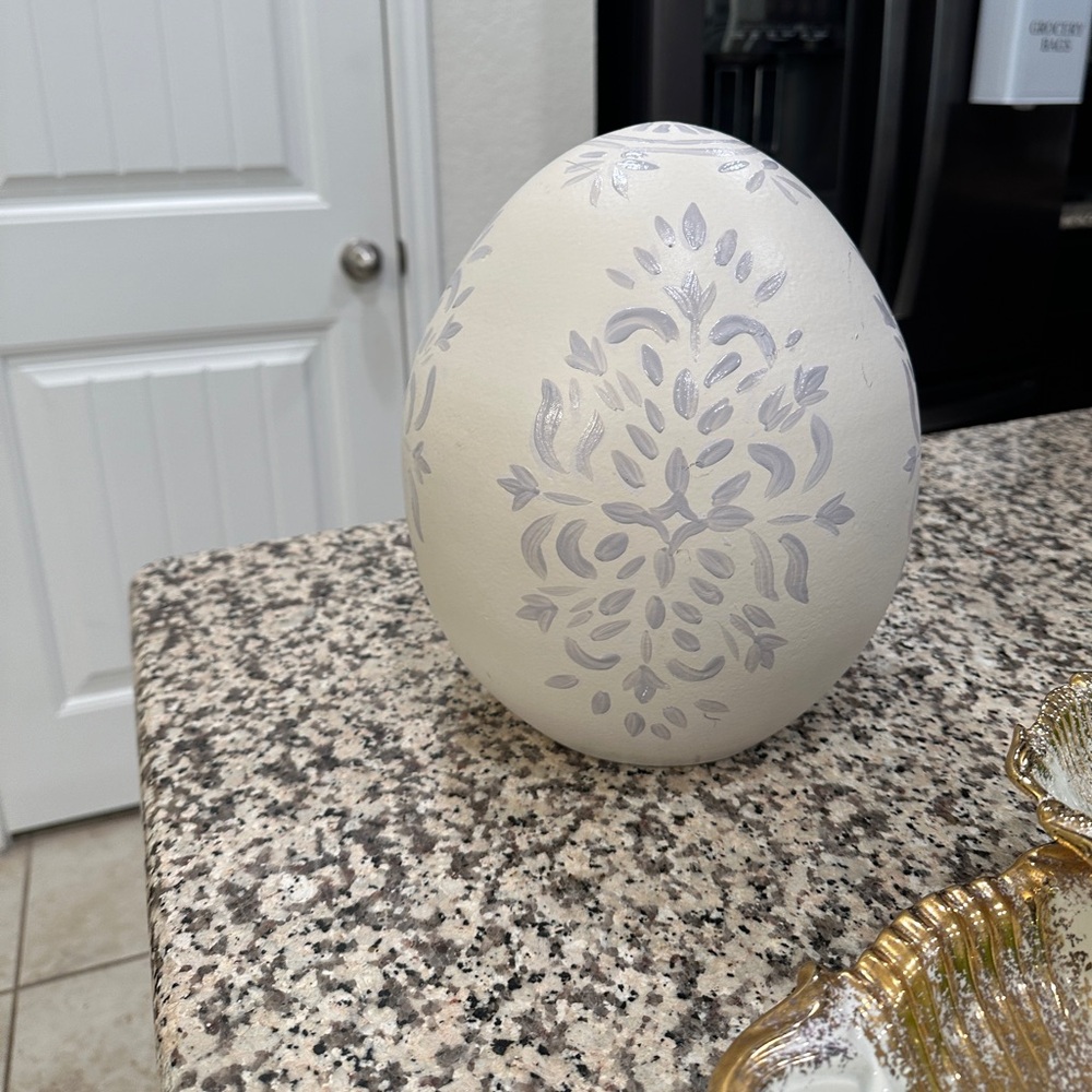 ✨ Pottery Barn Large Decorative Chambray Egg – Neutral Home Decor - Picture 4 of 6